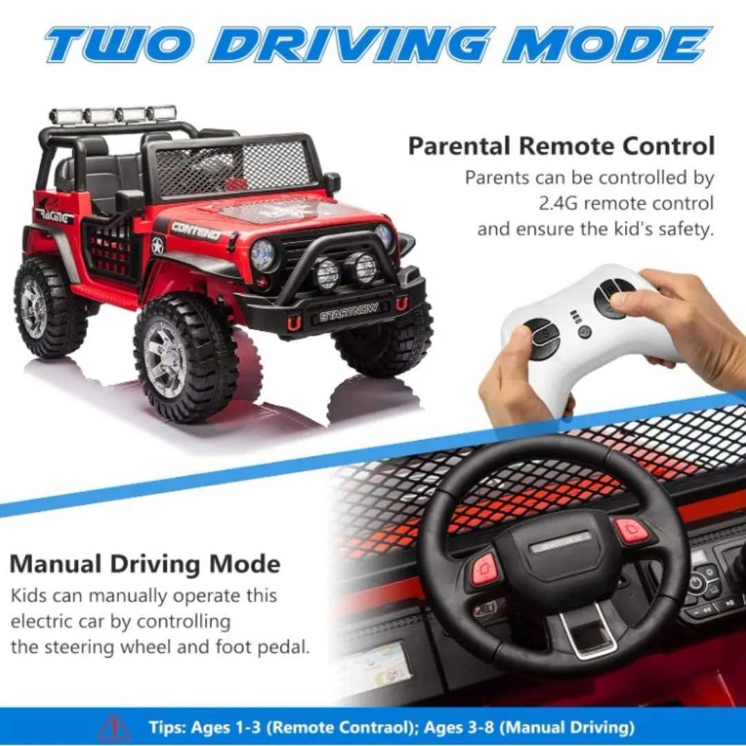 2 Seater Kids Ride on Truck Car 12V Battery Powered Electric Vehicle for Kids w/Remote Spring Suspension LED Light 3 Speeds z250508