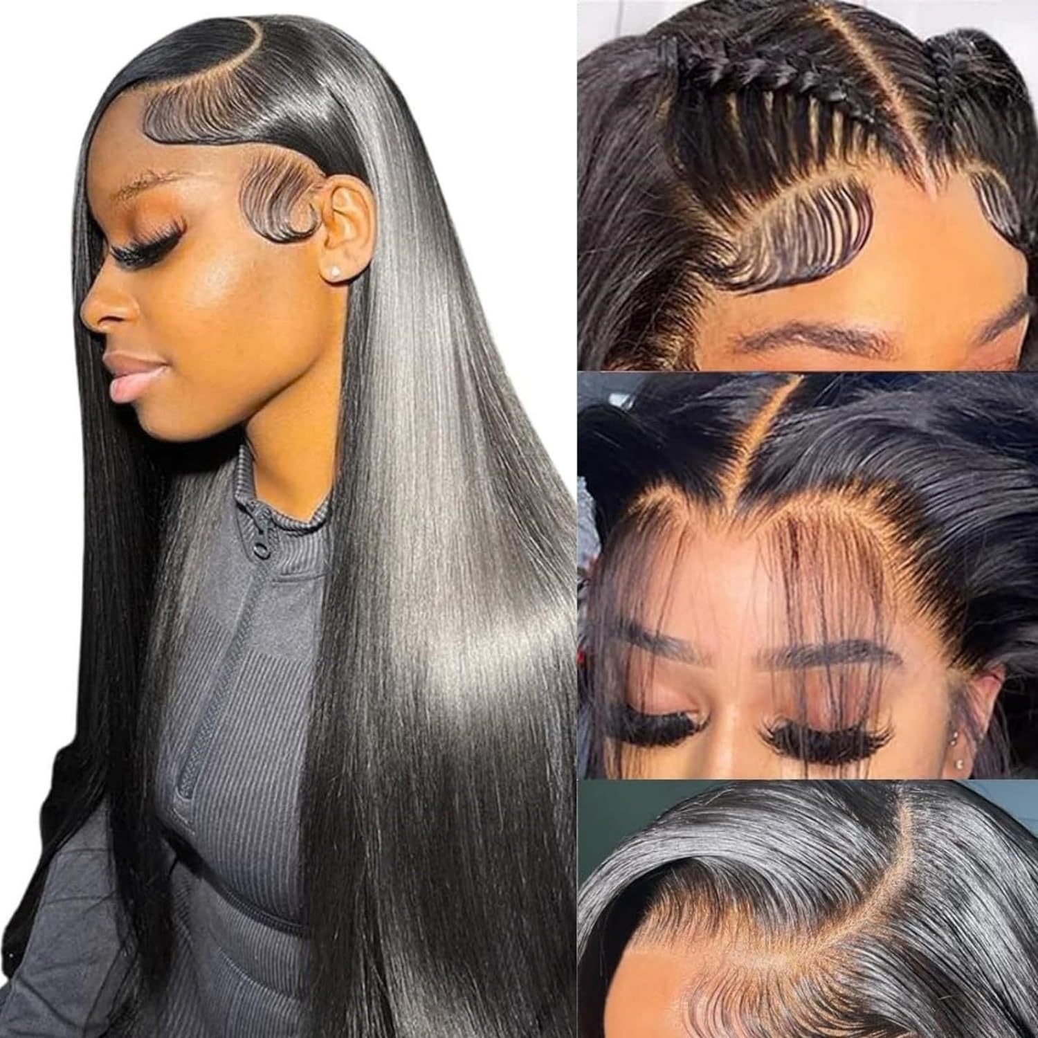 selling Hot wig womens front lace synthetic headband black long straight hair