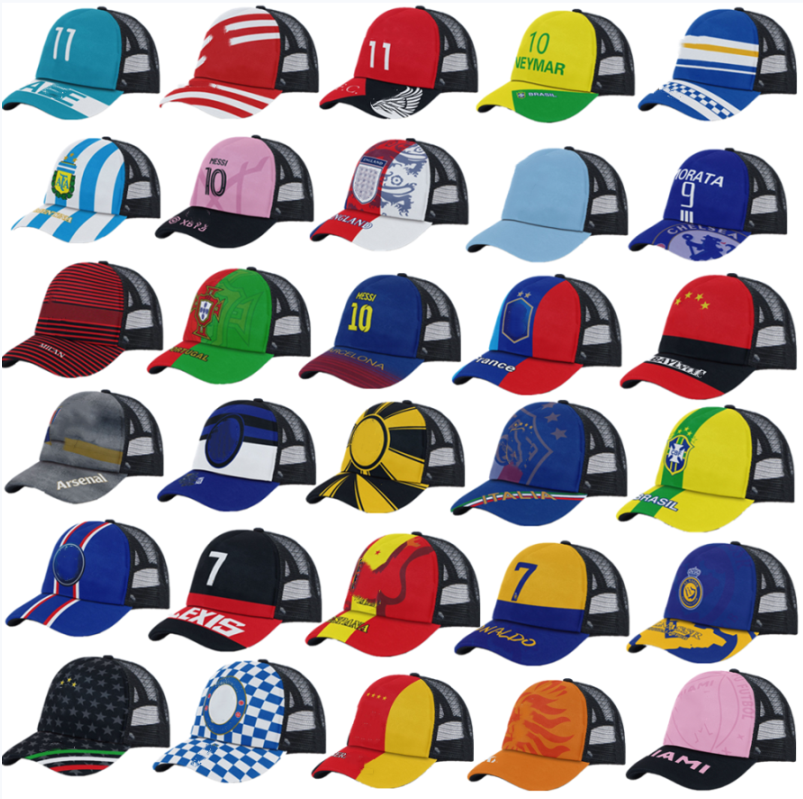 Portugal Football AC Hat Germany Madrids Brazil French Oktoberfest RONALDO Hat PSGES Fans Summer Sunshade Adjustable Baseball Duck Tongue Sun Hat