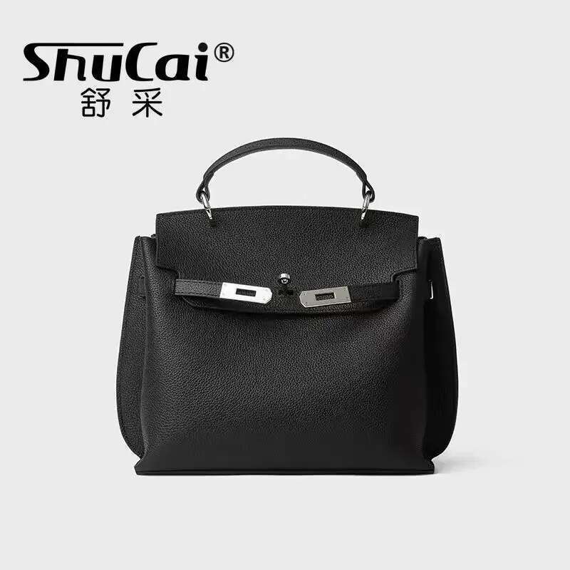 Genuine Leather Fashion Women Shouler Cross Small Black Bags Designer Ladies Large Handbag For Woman
