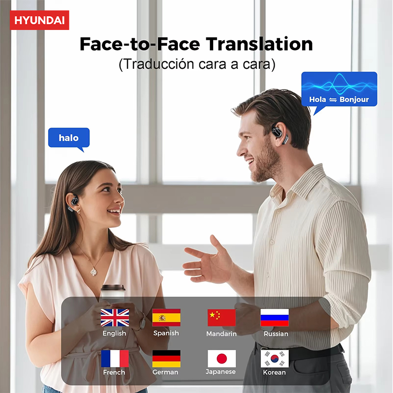HYUNDAI HY-Y16 AI Translation Wireless Earphones Support Multi Languages Real Time OWS Headphones HIFI Stereo HD Call