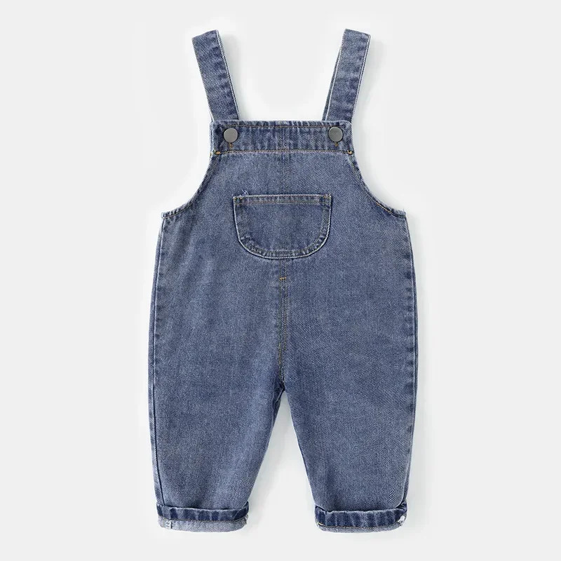 Children Clothing Baby Girls Boys Overalls Solid Toddler Baby Denim Jumpsuits Fashion Casual Kids Clothes 250508