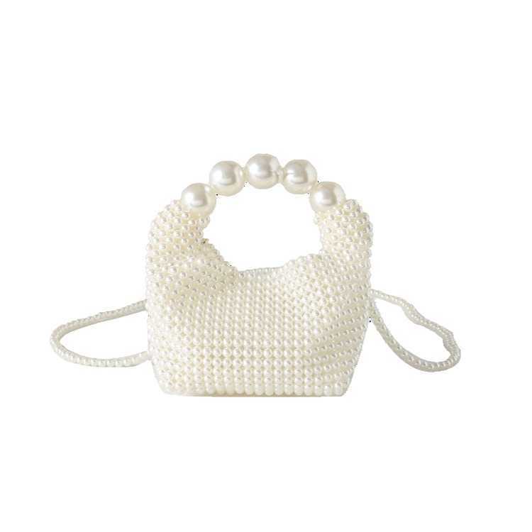 French hollowed out fairy pearl bag, socialite handmade woven beaded handbag, Boston handheld vacation bag