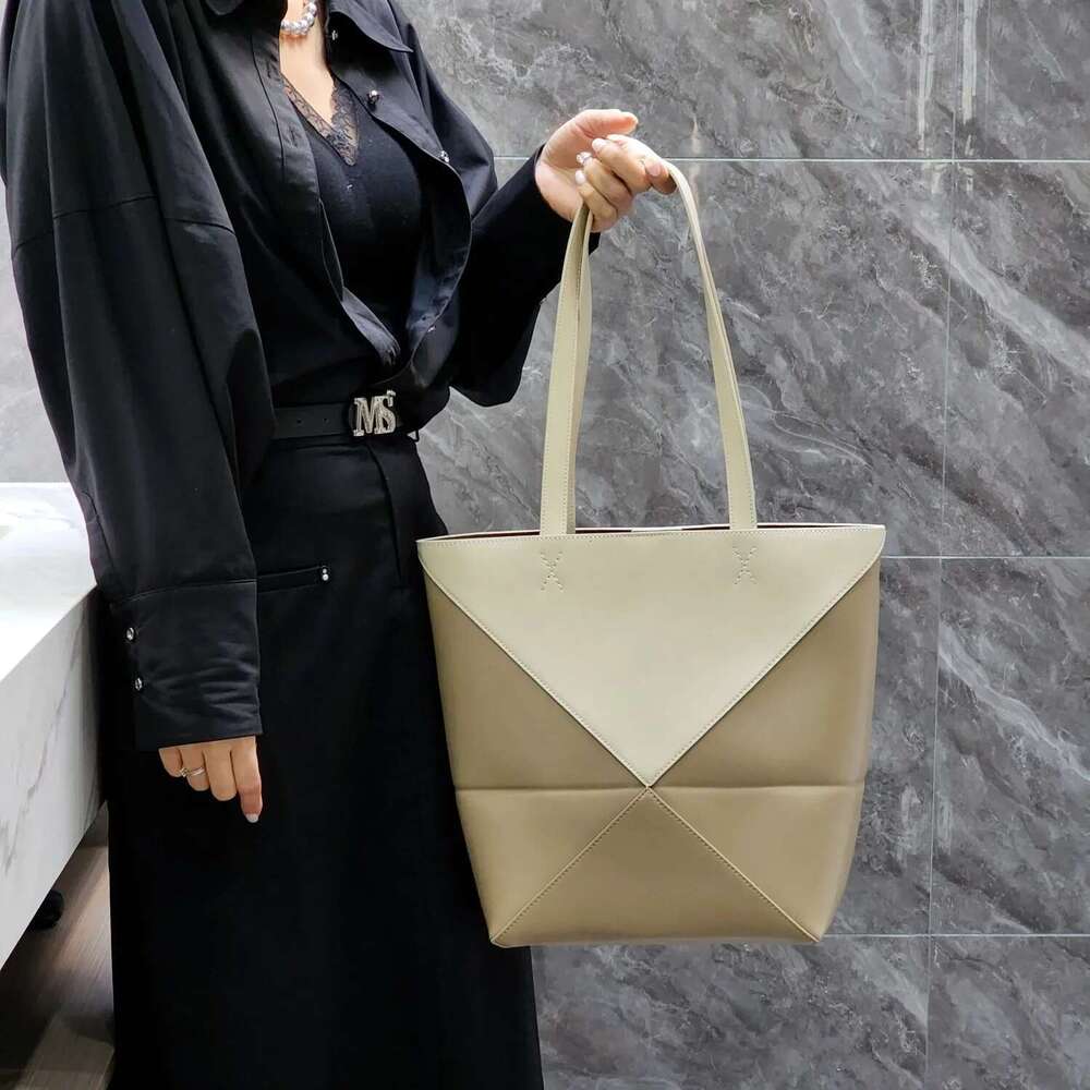 New Fashion Cow Leather Puzzle Foldable Tote Geometric Design Single Shoulder Crossbody Bag Large Capacity Women's Handbag 250607