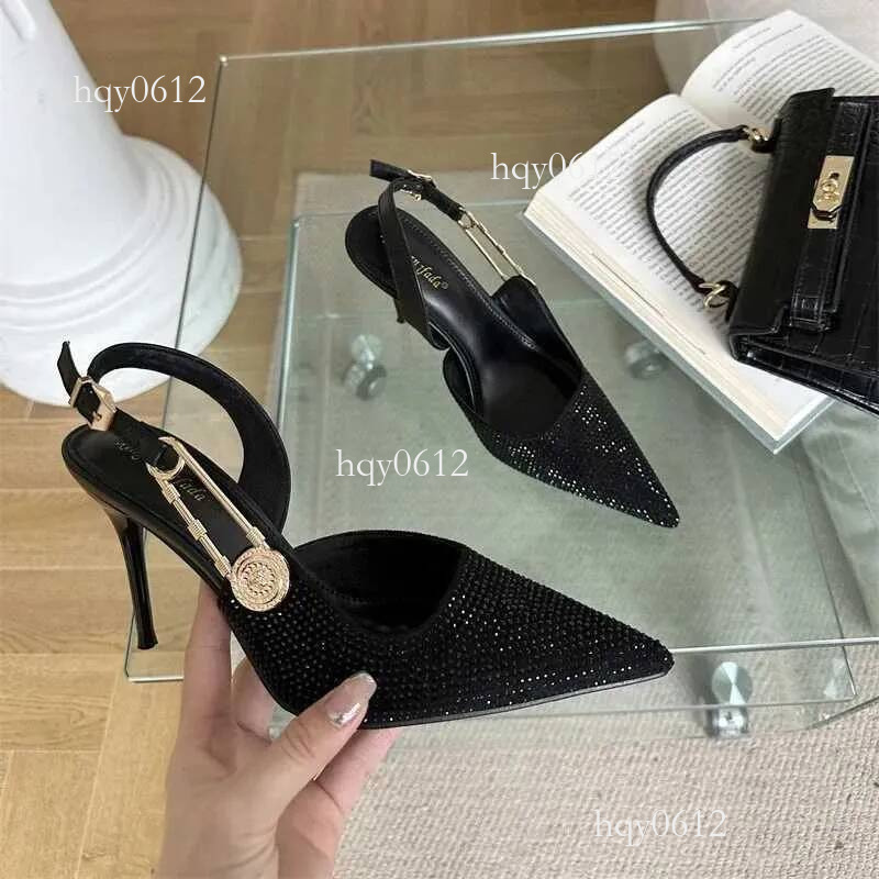 designer Designer Pointed High Heels Rhinestone Party Dress Sandals 2024 Fashion Elegant Sexy Office Gladiator Women PumpsC241012
