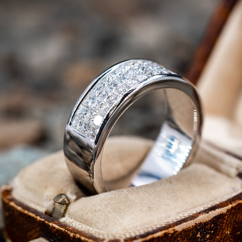 2025 Ins Popular Top Sell Simple Fashion Jewelry 925 Sterling Silver Fill Pave 5A Cubic Zircon CZ Diamond Party Elegant Women Wedding Band Ring Lover 