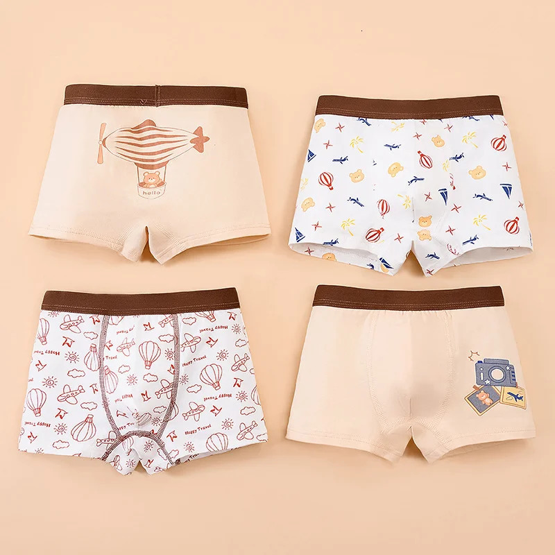 2/4/6 Pcs Boys Boxer Briefs Kids Cotton Underwear Breathable Baby Underpants Teenager Cartoon Print Children Panties 250508