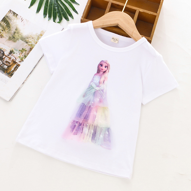 DISNEY Frozen Princess Elsa kids designer clothes toddler designer clothes baby clothes Children summer girl T-shirt princess.