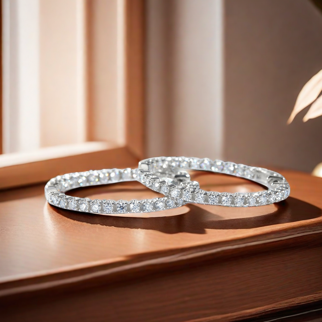925 Sterling Silver VVS1 Moissanite 30mm Hoop Earrings, Fashion star personality earrings