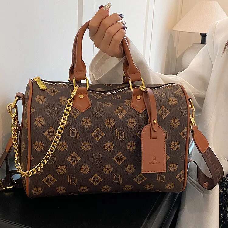 2025 New Arrival Monogram Pillow Boston Bag Women's Large Capacity Crossbody Tote Handbag Designer Travel Purse for Women