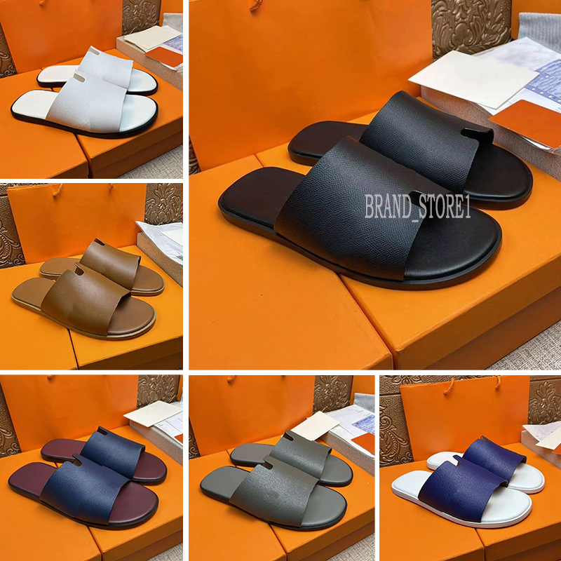 Men Slippers Designer izmir Leather Sandals Calfskin Flip Flop Slides Summer Beach Slippers Fashion Casual Slides Shoes