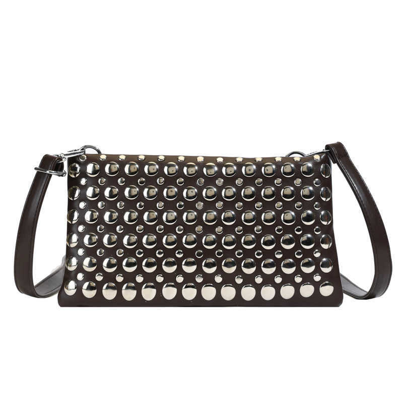 New Small Square Bag 2025 Spring/Summer Fashion Rivet Women's Bag PU Single Shoulder Diagonal Cross Bag Mobile Phone Bag Green