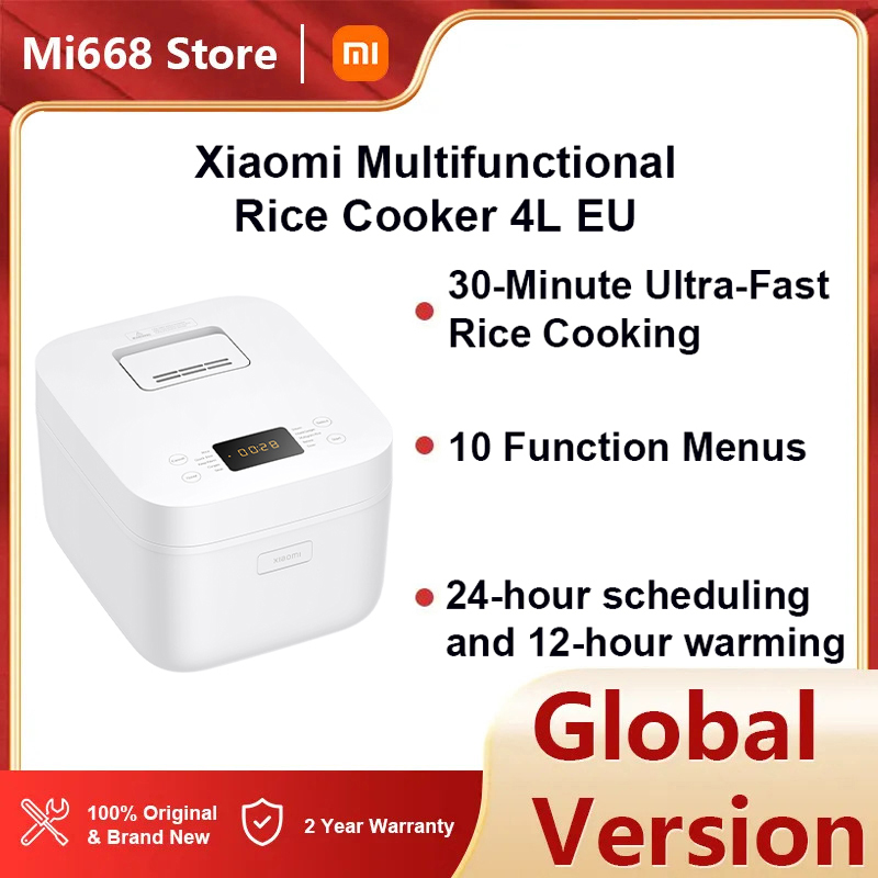 Xiaomi Multifunctional Rice Cooker 4 L, Compact & Quick, Rice Cooking in 30 Minutes, 6-Layer Non-Stick Inner Pot, 24 Hours Timer & 12 Hours Warming Fu