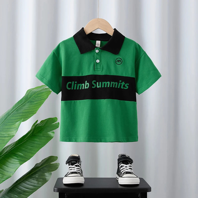 Summer Kids POLO Shirt. Lapel short sleeves. INS style. For baby boys S/M/L. Comfy breathable. 250508