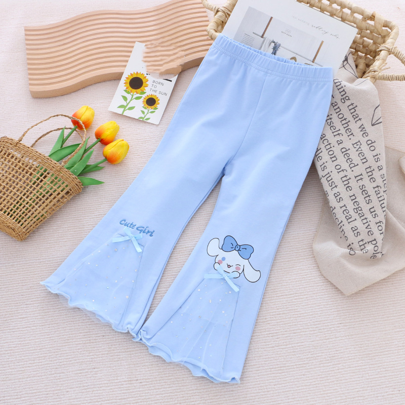 DISNEY Frozen Elsa princess baby clothes Girls' bell-bottom trousers autumn children's clothes long pants elastic cartoon.