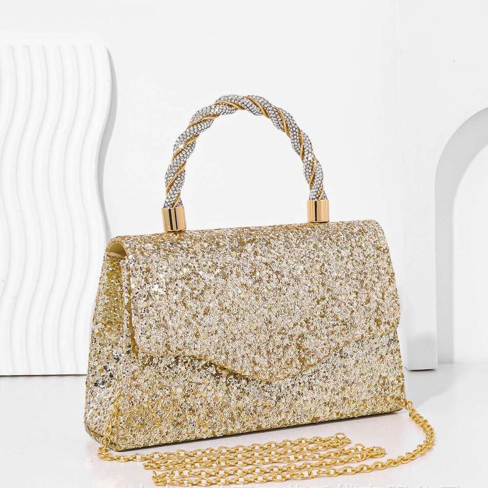 Dinner Bag Dinner Bag New Sequined French Banquet Shiny Small Square Fairy Water Diamond Hand Held Bag Temperament Crossbody Dinner Bag KQ KQ