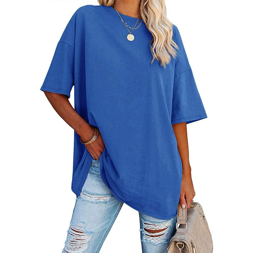 Ladies T-shirt new color loose sleeve sleeve round neck short sleeve top 2025