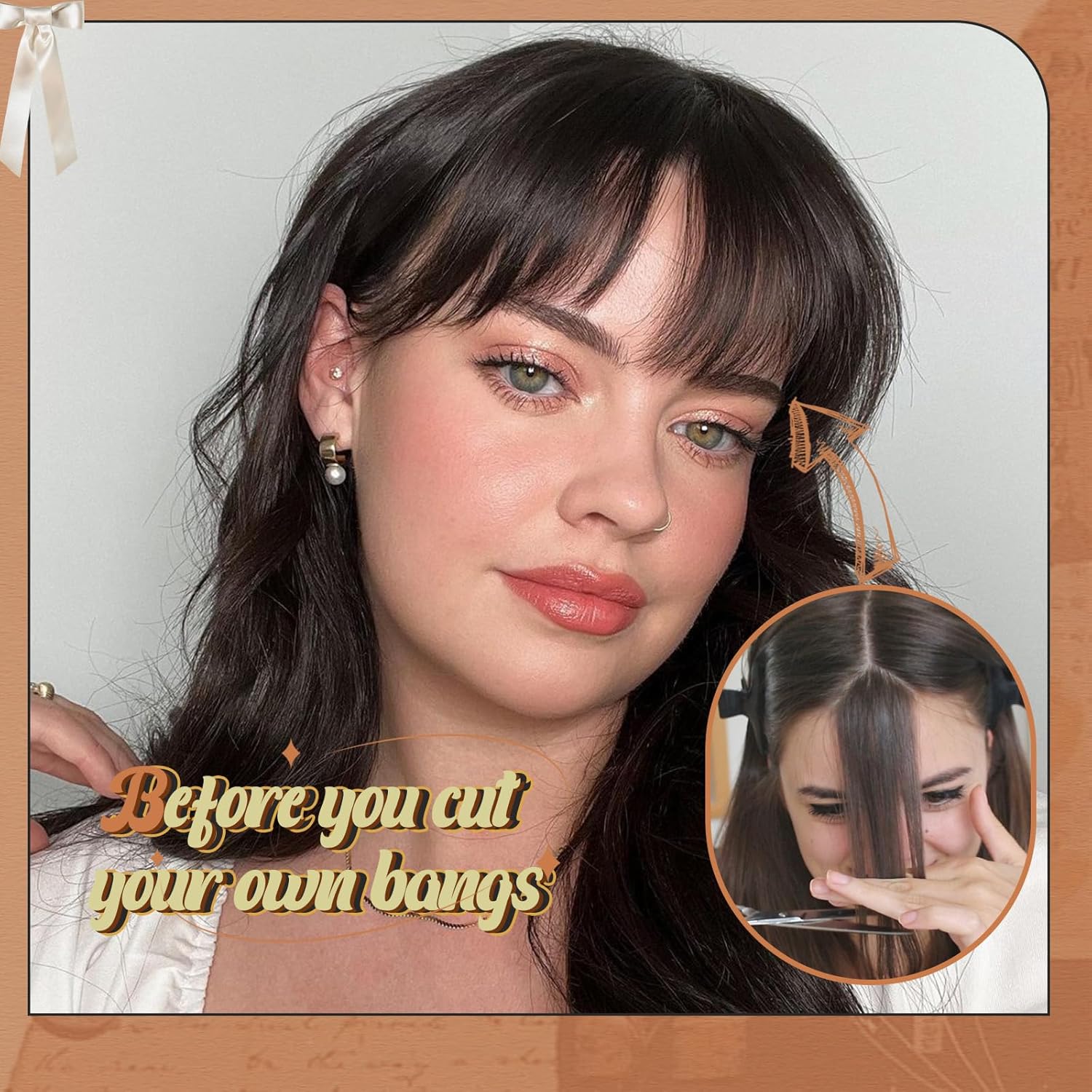 YK 100% real person hair clip style bangs full face shape suitable for curved bangs with temples suitable for daily wear with flowing air bangs