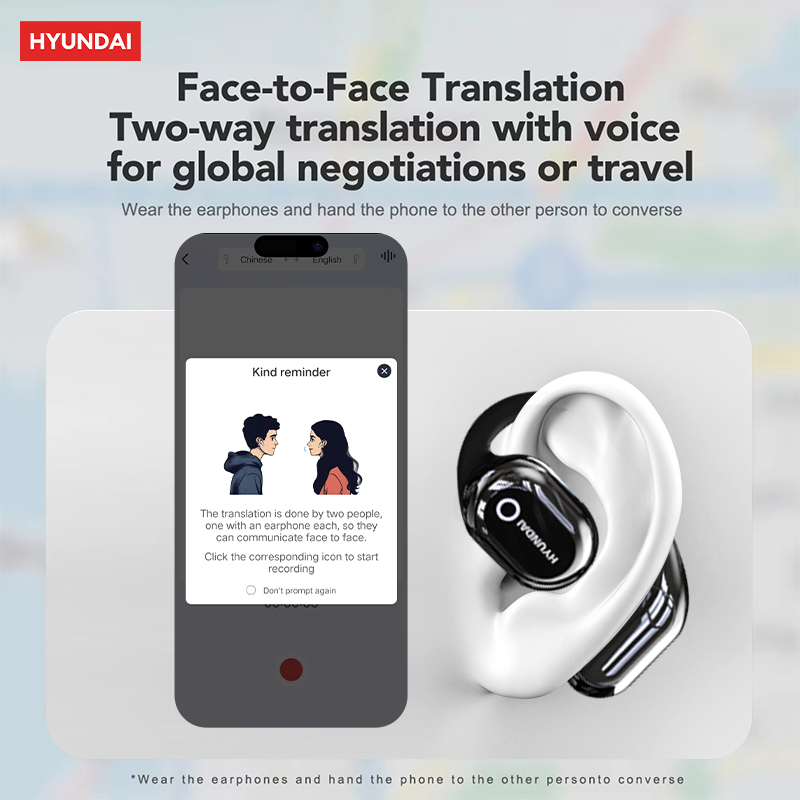 HYUNDAI HY-Y16 AI Translation Wireless Earphones Support Multi Languages Real Time OWS Headphones HIFI Stereo HD Call