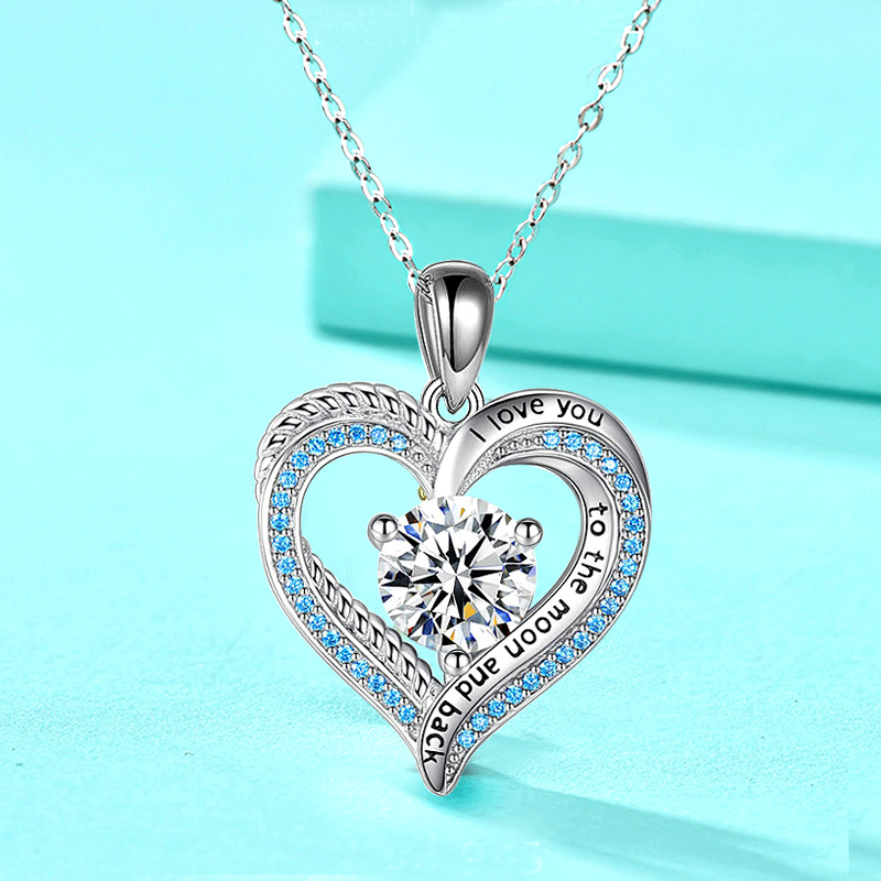 Luxury Customizable I Love You Heart Shaped Neckpiece Featuring Sparkling Cubic Zircons