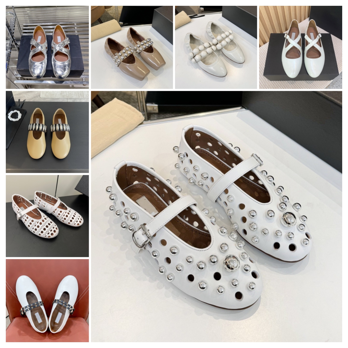 designer shoes woman free shipping Paris, Italy sandal Ballerina Ballet Flat Slides Sandals Head Willow nail mesh surface Luxury Rhinestone Comfortable and popular