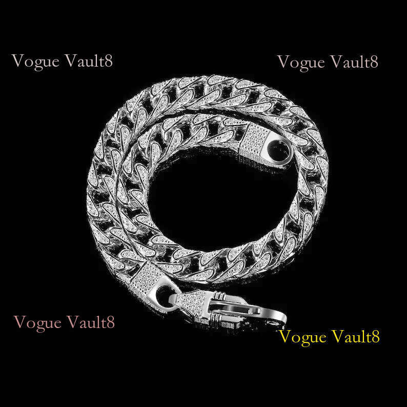 Hiphop 6mm Franco Necklace Bracelet Sterling Sier VVS Iced Out Moissanite Chain