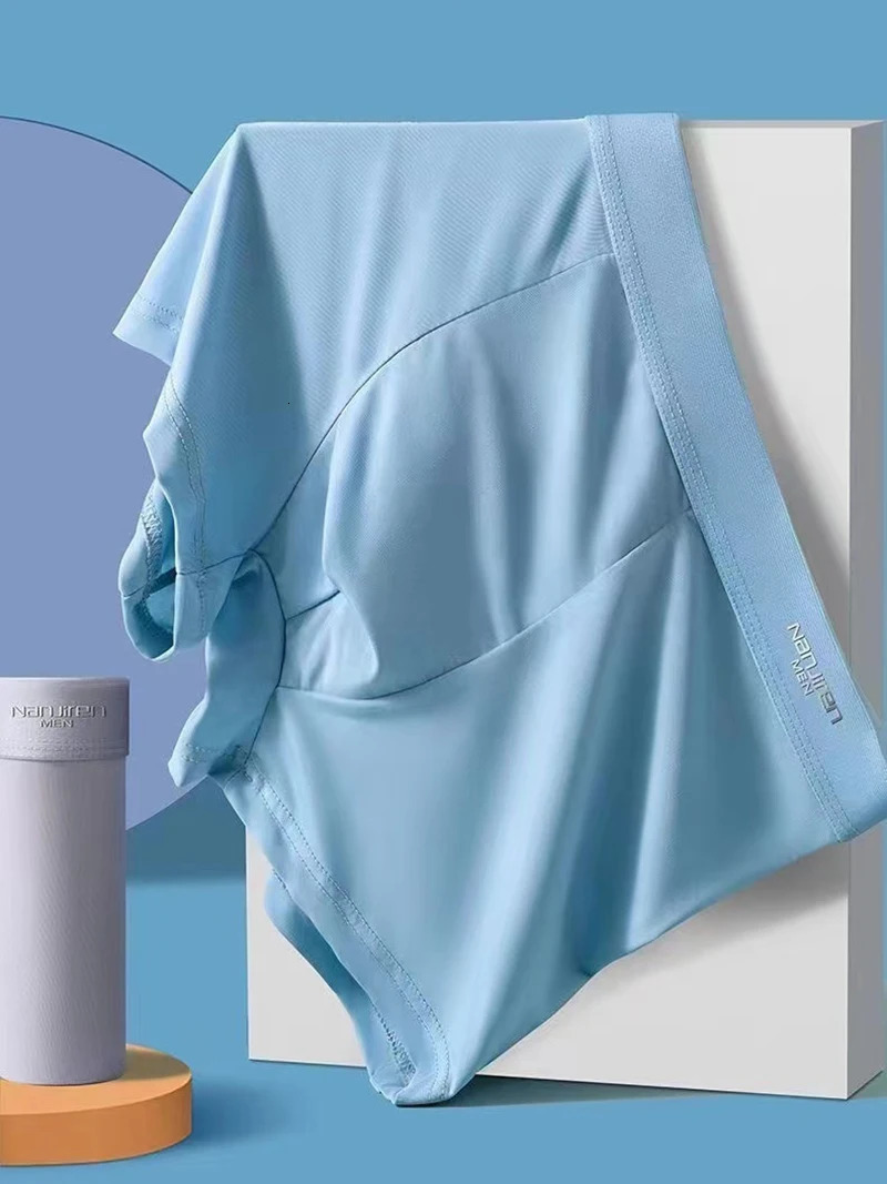 4piece boxing shorts mens ice silk underwear breathable sexy thin Ushaped invisible wholesale lots L6XL 250430Z