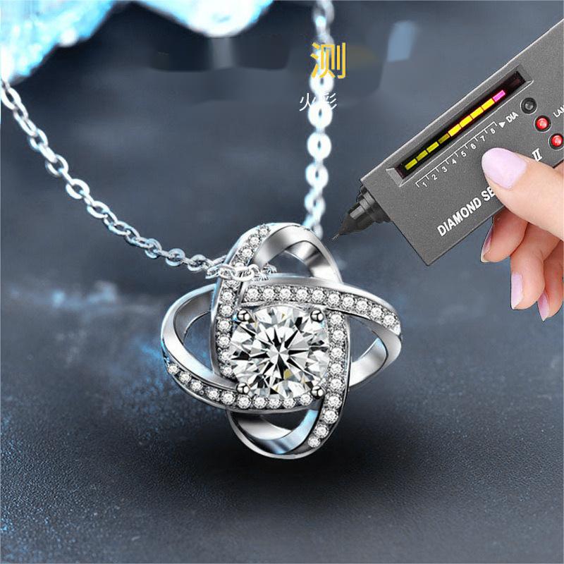 925 Sterling Silver Moissanite Four-Leaf Clover Pendant DIY Accessories Unique Design Necklace Silver Jewelry