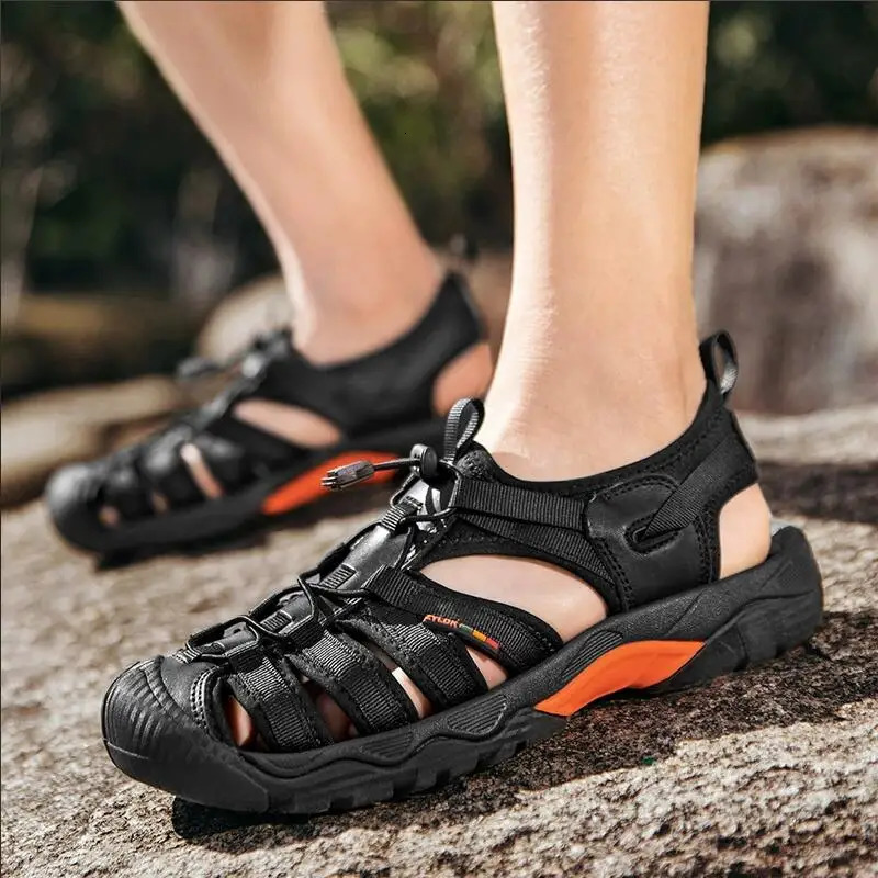 Summer Genuine Leather Mens Sandals Fashion n Casual Sports Shoes Comfortable Beach Outdoor 250428