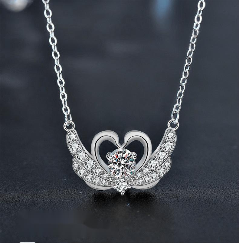 925 Sterling Silver Swan Necklace with High-Grade Moissanite Pendant, New Design, Perfect for Neck Chains