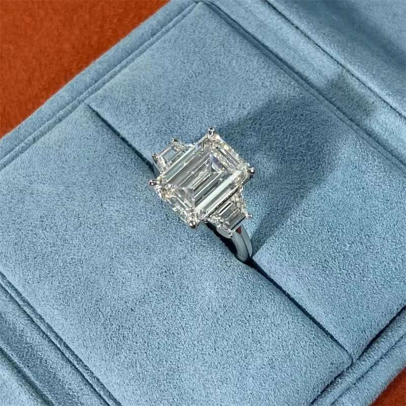 10K 14K 18K White Gold IGI Certificated Lab Grown Diamond 5CT Vintage Engagement Emerald Cut Ring