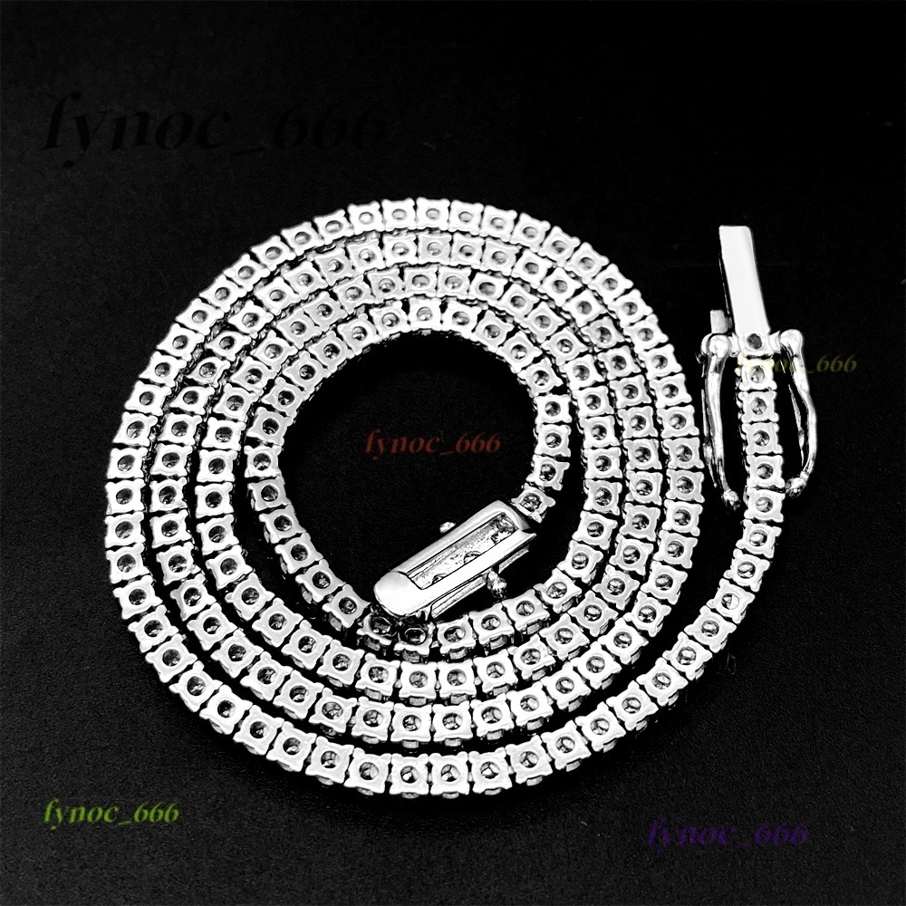 2mm Wide Sterling Silver S925 Bracelet Iced Out Moissanite Buss Down Jewelry Cubic Moissanite Tennis Chain Necklace
