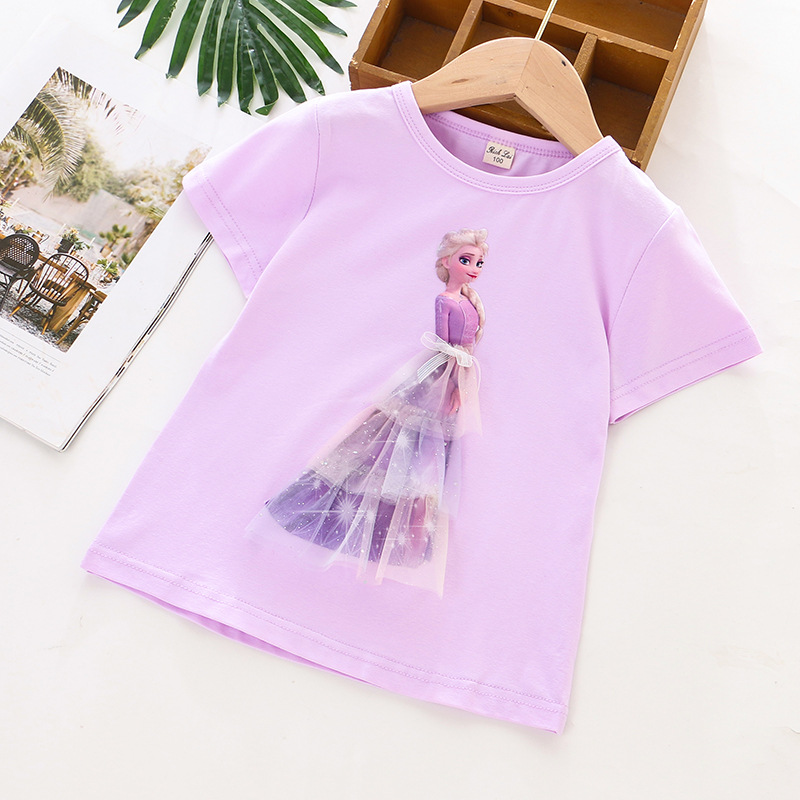 DISNEY Frozen Princess Elsa kids designer clothes toddler designer clothes baby clothes Children summer girl T-shirt princess.