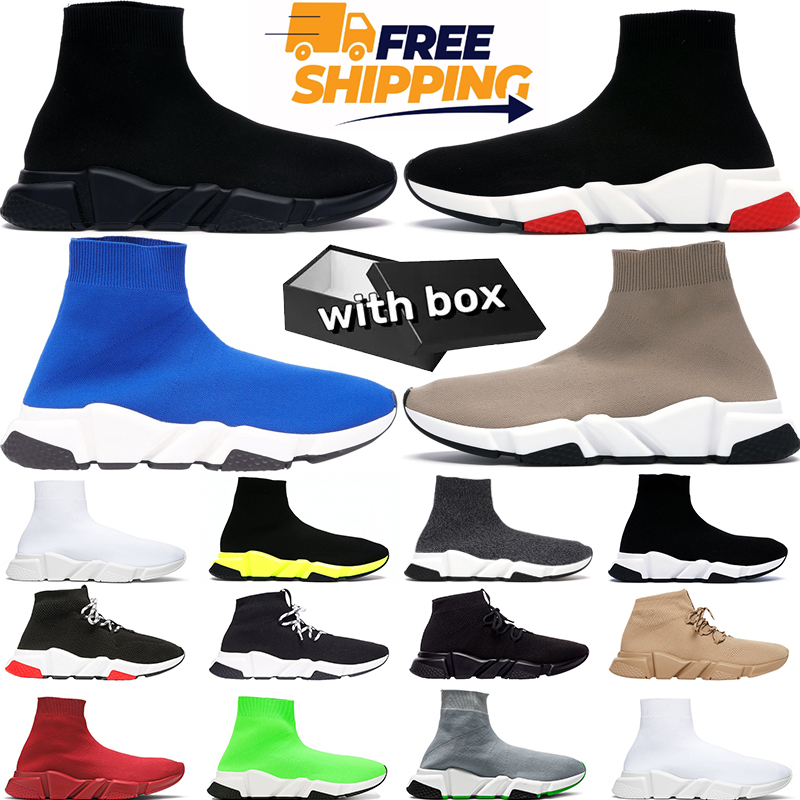 with box designer sock shoes triple s mens speed trainer woman sneakers black White Red Breathable Walking Casual Sports shoe