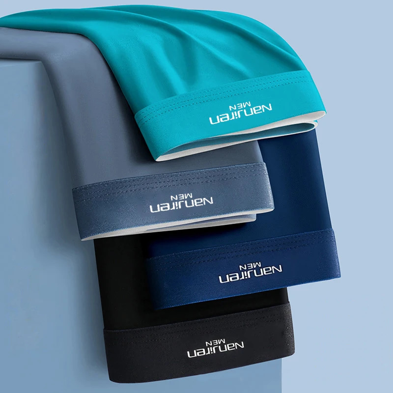 4piece boxing shorts mens ice silk underwear breathable sexy thin Ushaped invisible wholesale lots L6XL 250430Z