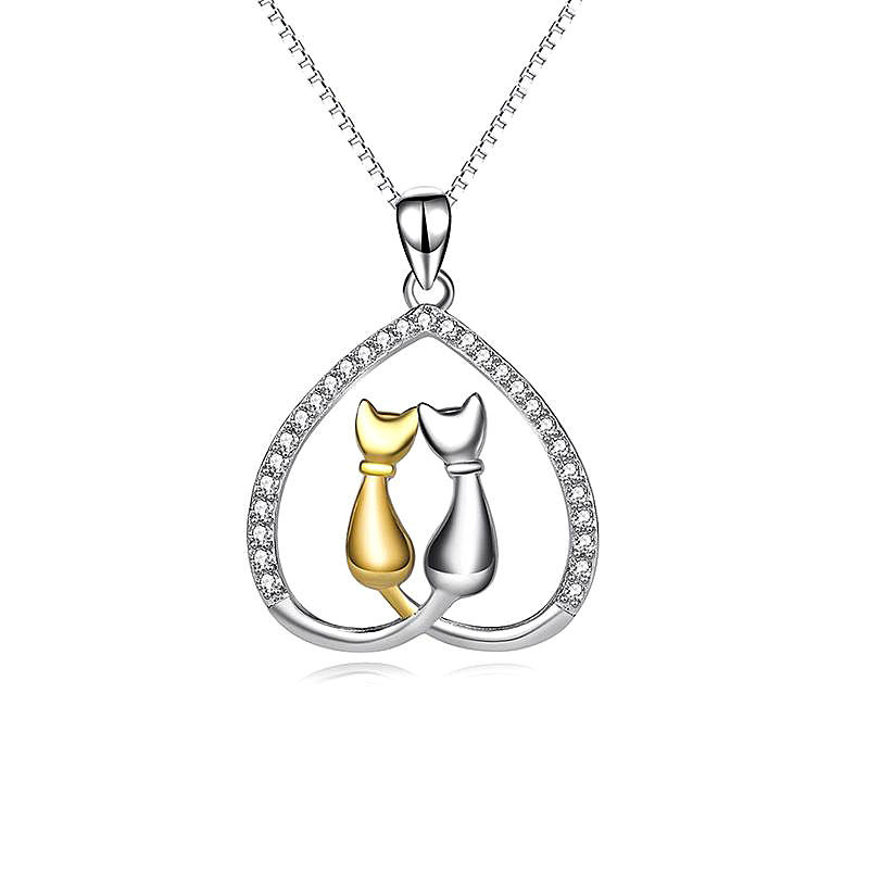 Sophisticated Feline Motif 925 SS Heart Shaped Cat Pin | Ideal Gift Item for Feminine Fashionistas