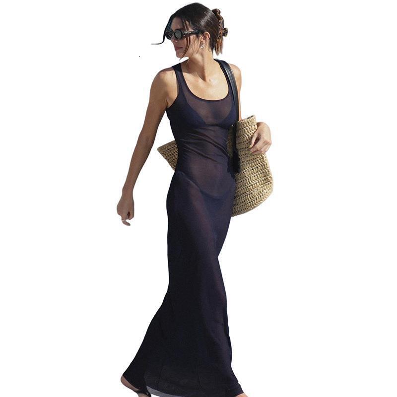 Feng 2023 Summer New Womens Clothing Sexy Perspective Mesh Holiday Dress Evening Dress Women