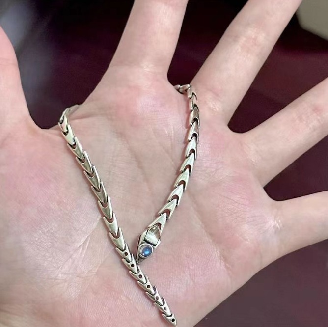2025 Blue Moonstone Snake Bracelet - Bold Chunky Chain Cuff, Edgy Luxury Statement Jewelry for Women & Men, Unique Minimalist Hand Chain