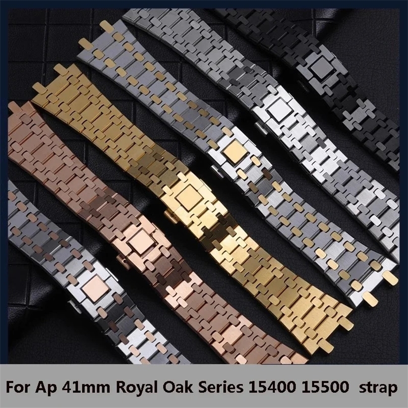 Watchband 21mm 26mm Men Women Full Stainless Steel Bracelet For AP 15400 26331 15500 Watch Strap Folding Buckle 250411ww
