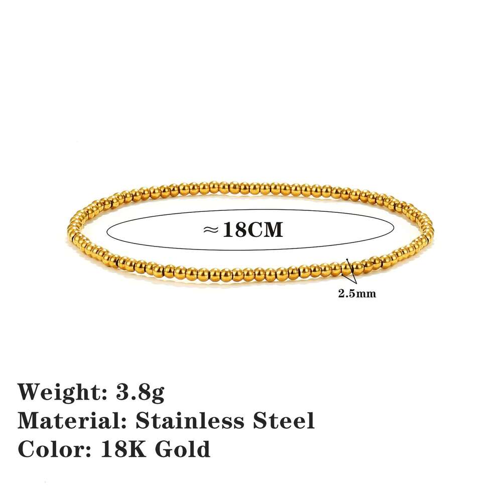 DHcollections Fashionable Women's Multifunctional Gold-plated Matte Waterproof Elastic Adjustable Stainless Steel Men's Bead Bracelet