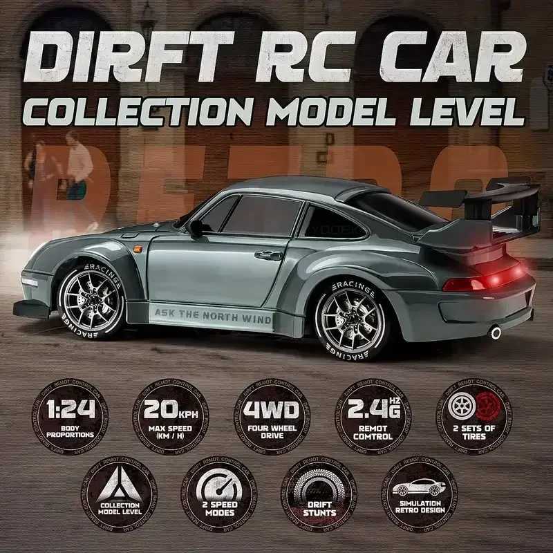 Free shipping Drift 4WD Remote Control Full Size 1 24 Mini Racing Model 2.4G Radio 20KM/H High Speed RC Car Adult Kid Toy Gift