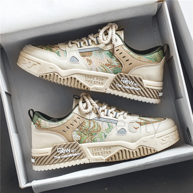 free shipping designer sneakers tenis mens shoes ink-wash painting style trainers thick sole outdoor shoes casual comfortable fashion low flats sport 