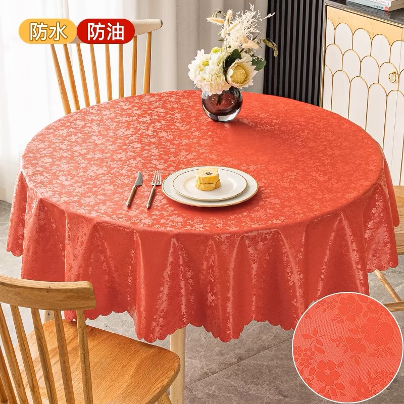 XX0374 high-grade waterproof, oil-proof, scalding-proof and washable tablecloth for restaurants, household use, round PU tablecloth for hotels, dirt-r