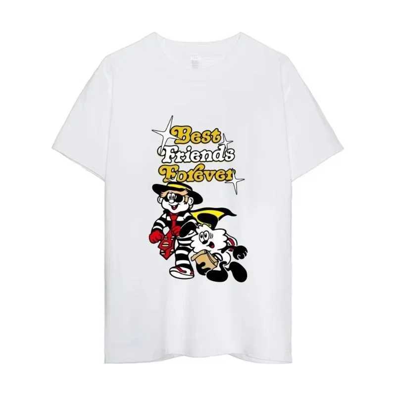 Graphic printed white T-shirt mens casual short sleeve round neck cotton T-shirt mens fashion high quality comfortable topT250508