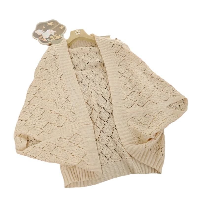 K650 2024 spring Chinese cheongsam exterior shawl simple niche young shell hollow shawl thin long sleeves