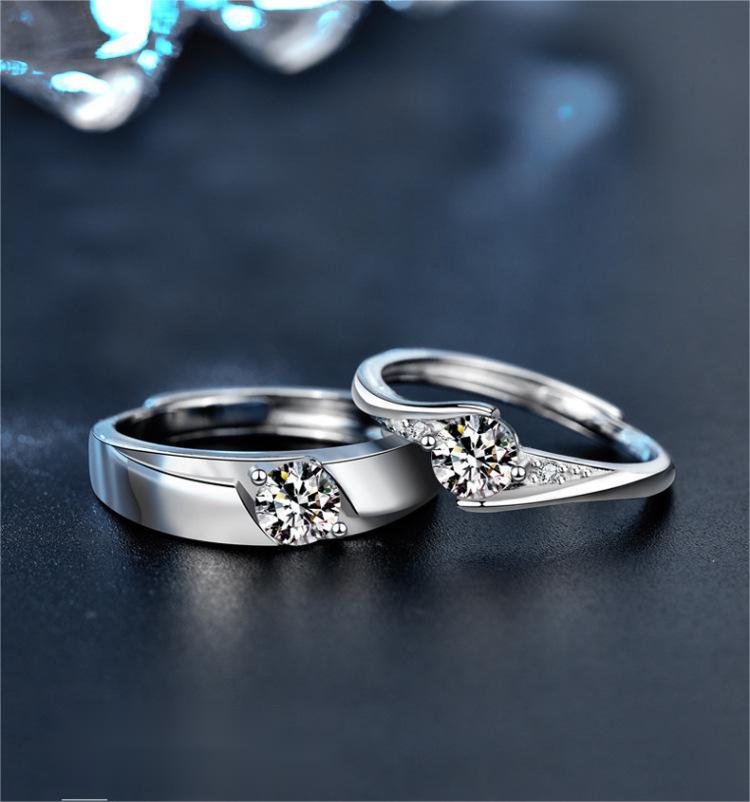 Moissanite Couple Rings 925 Sterling Silver Wedding Bands, D Color, Elegant Luxury Gift, Customizable