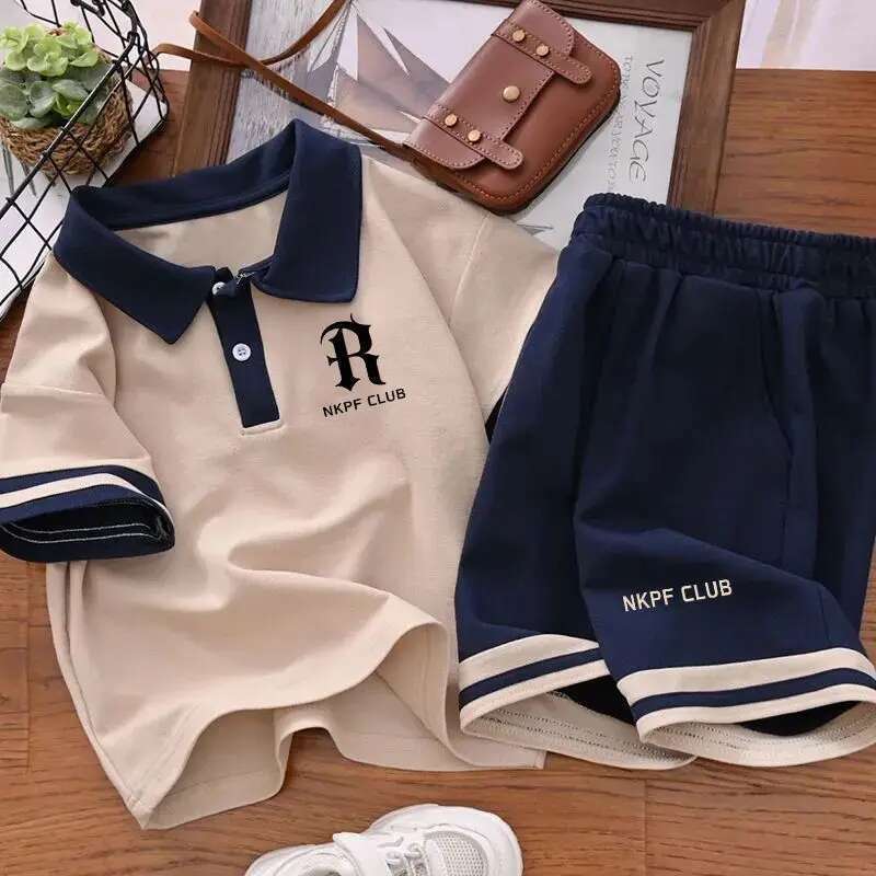 Summer Boys Clothes Sets School Sleeve Polo T-Shirt + Short Pants 2Pcs Sport Kids Clothing Children Outfits 3-12 Year