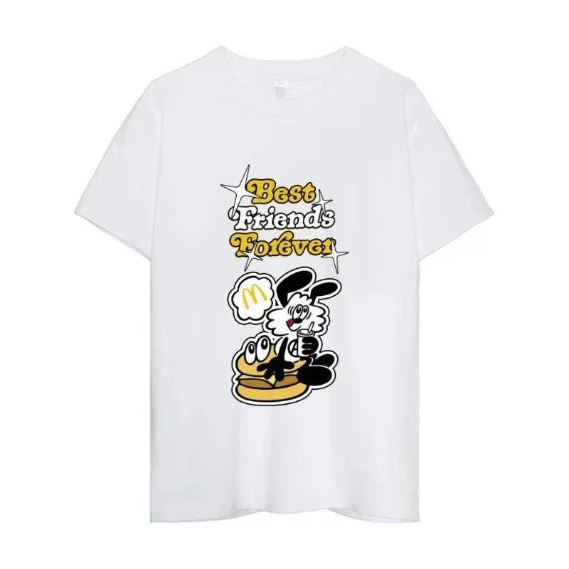 Graphic printed white T-shirt mens casual short sleeve round neck cotton T-shirt mens fashion high quality comfortable topT250508