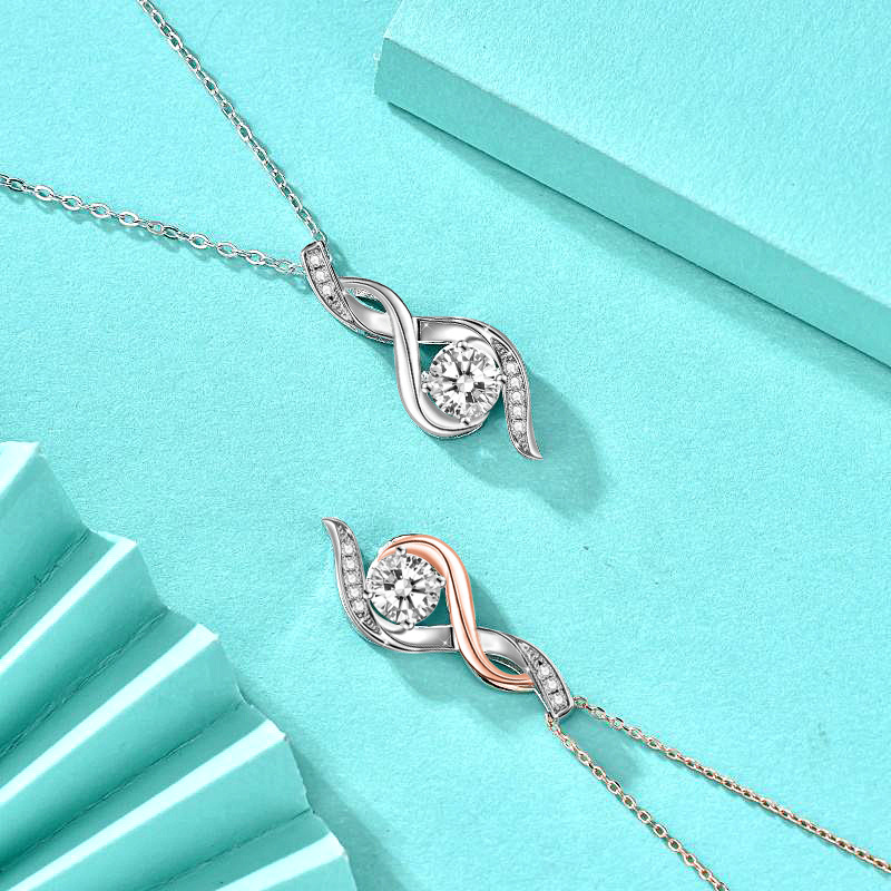 Chic Cubic Zirconia Inlaid 925 Silver Ribbon Pendent - A Radiant Addition To Your Jewellery Collectio