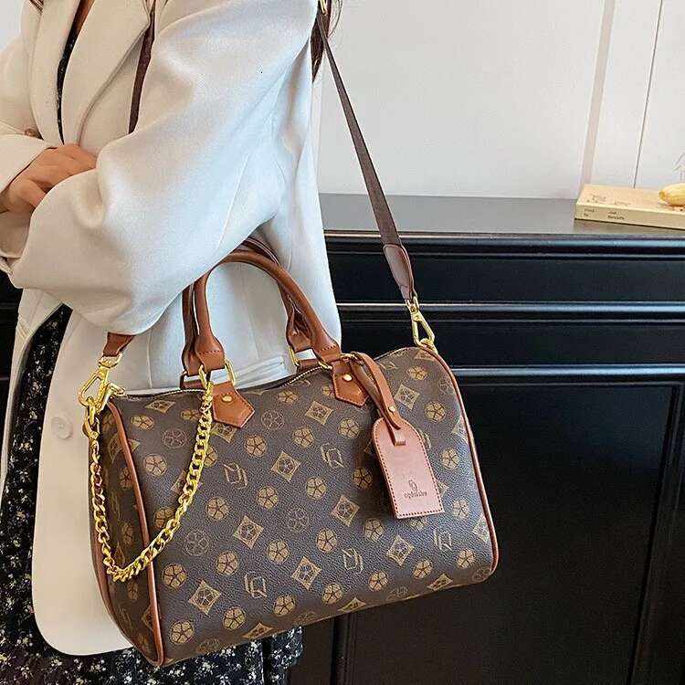 2025 New Arrival Monogram Pillow Boston Bag Women's Large Capacity Crossbody Tote Handbag Designer Travel Purse for Women